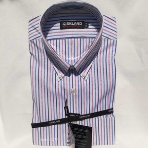 KIRKLAND Men's No Iron Long Sleeve Dress Shirt